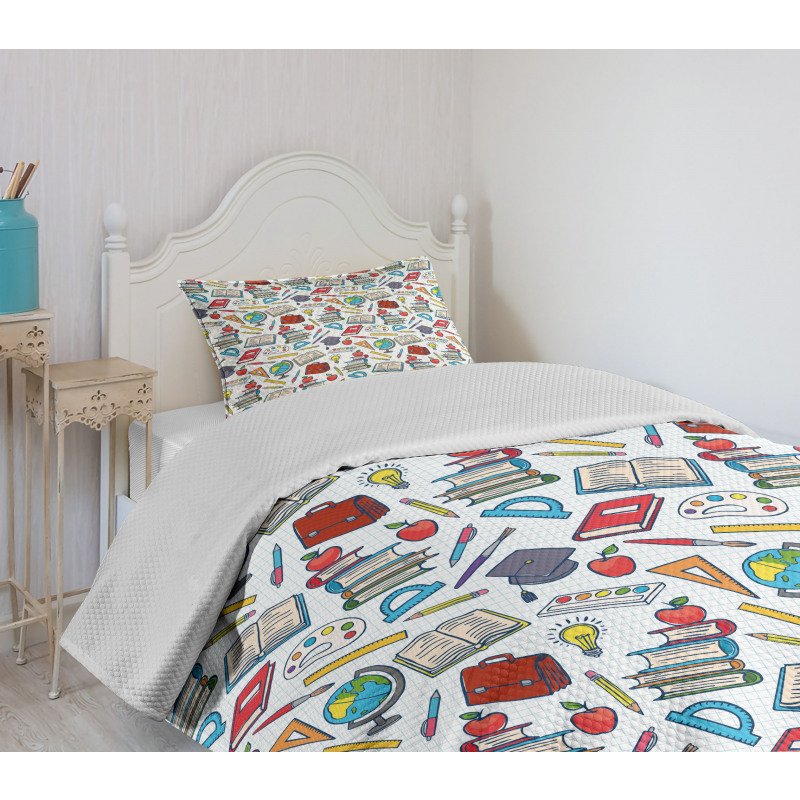 School Student Supplies Bedspread Set