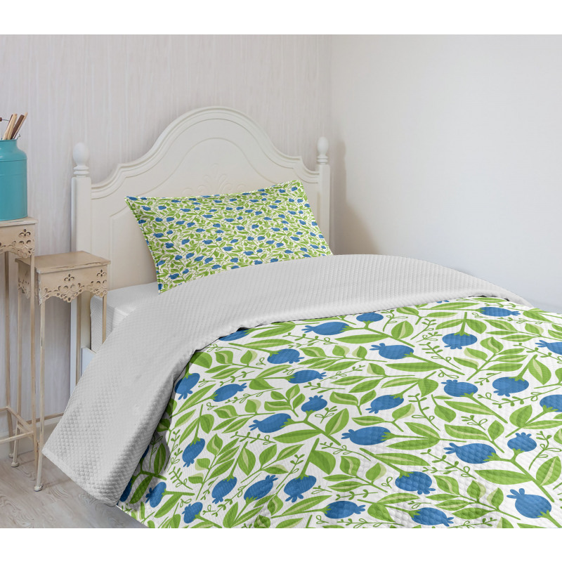 Flowering Blueberry Leaf Bedspread Set