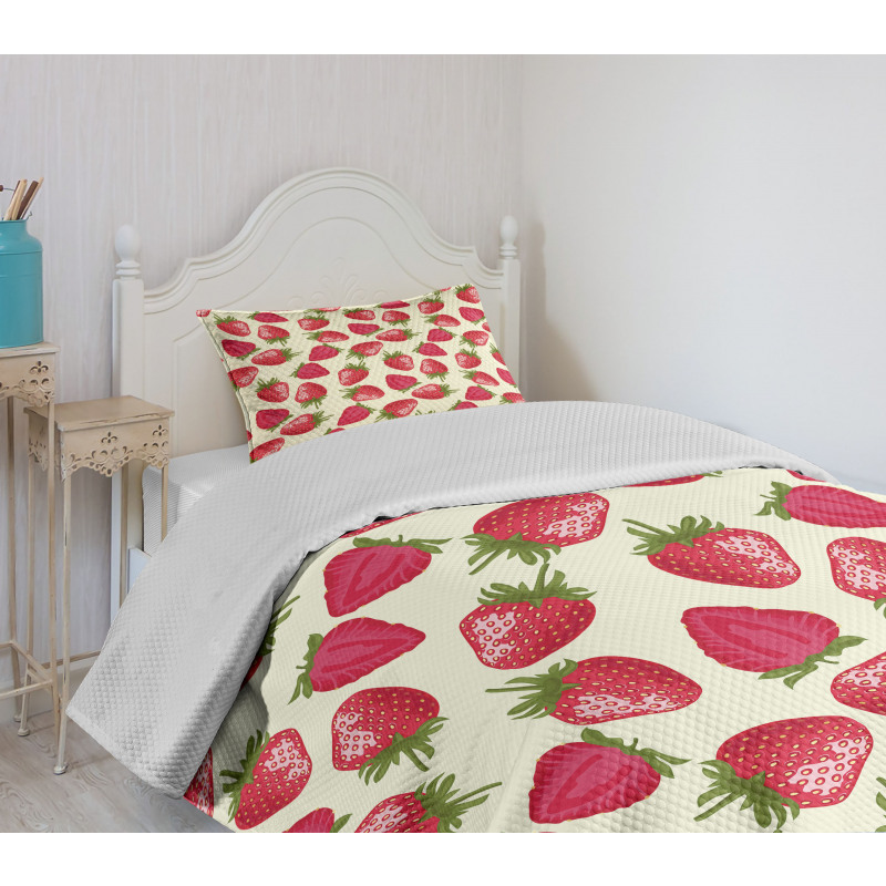 Strawberries Vivid Food Bedspread Set