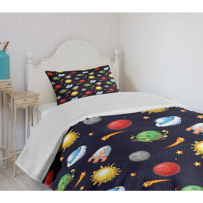 Cosmos with Sun Planets Bedspread Set