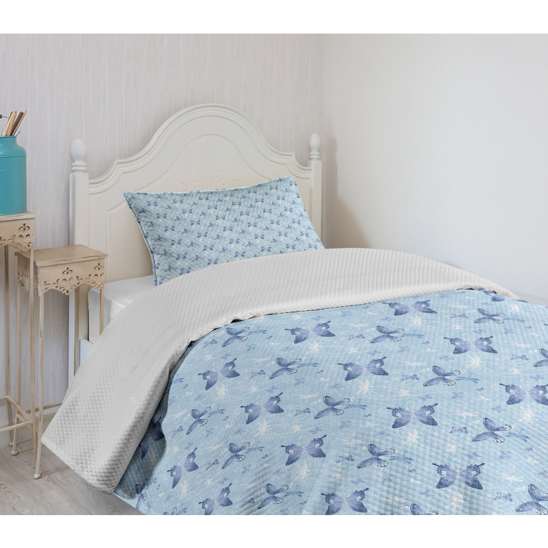 Blue Dragonflies Bedspread Set