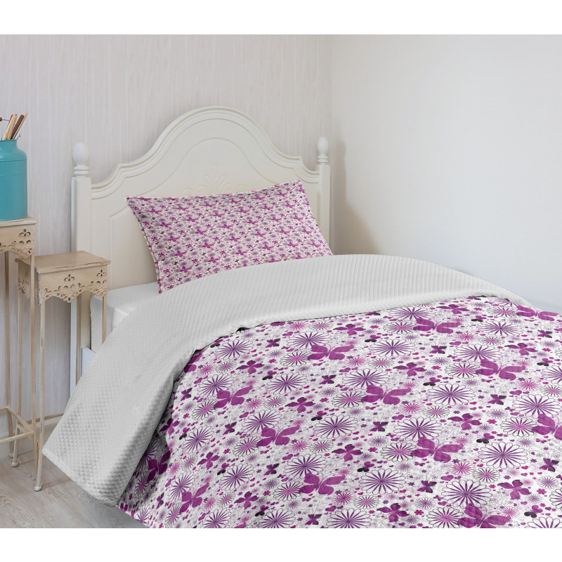 Purple Color Fauna Bedspread Set