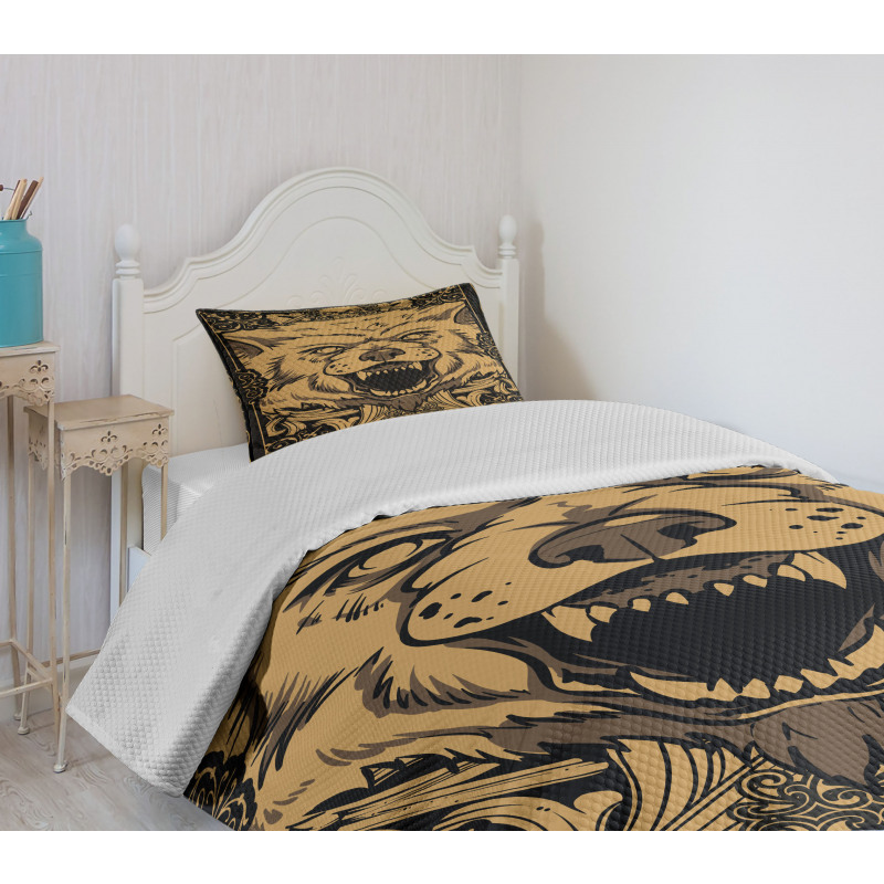 Card Style Angry Animal Bedspread Set