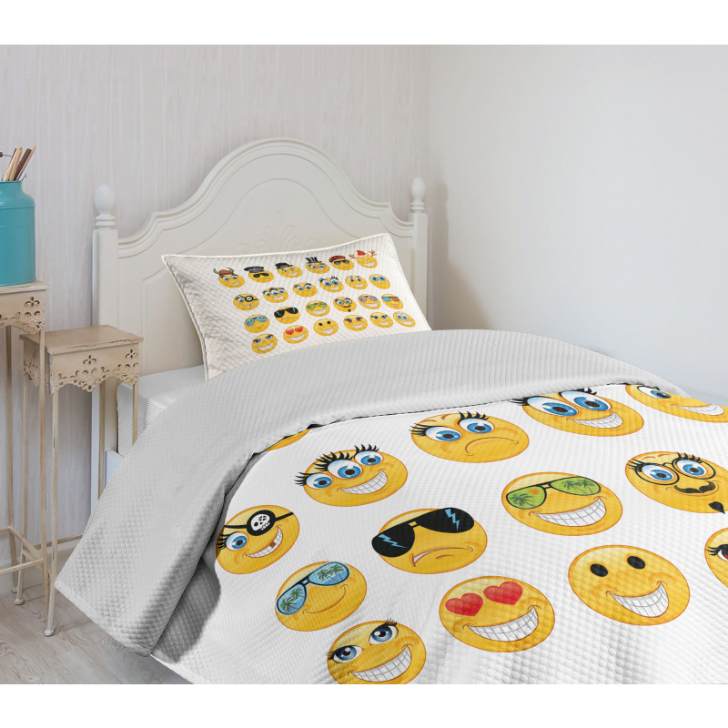 Cartoon Faces Viking Bedspread Set