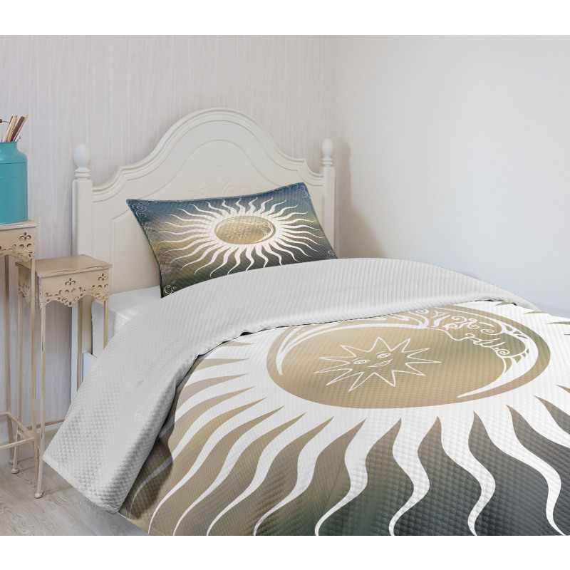 Celestial Body Silhouettes Bedspread Set