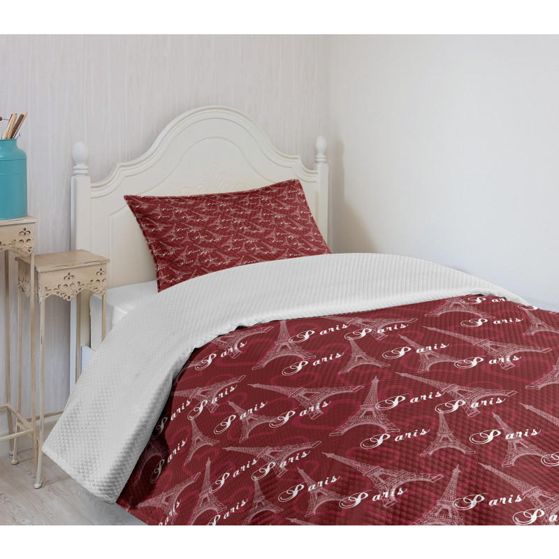 Romantic City of Love Bedspread Set