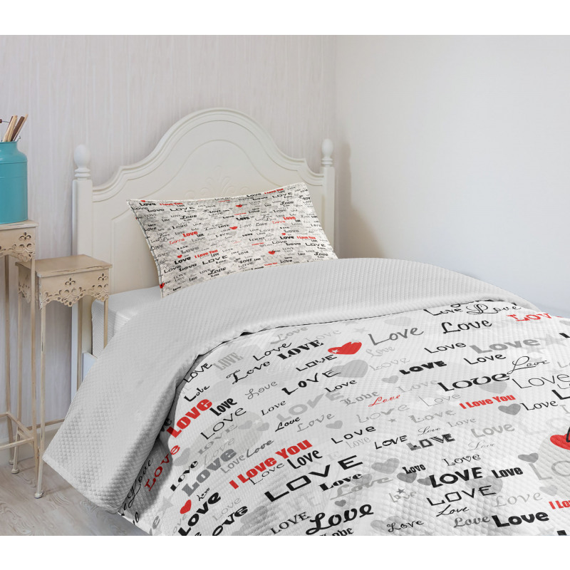 Calligraphy Hearts Stars Bedspread Set