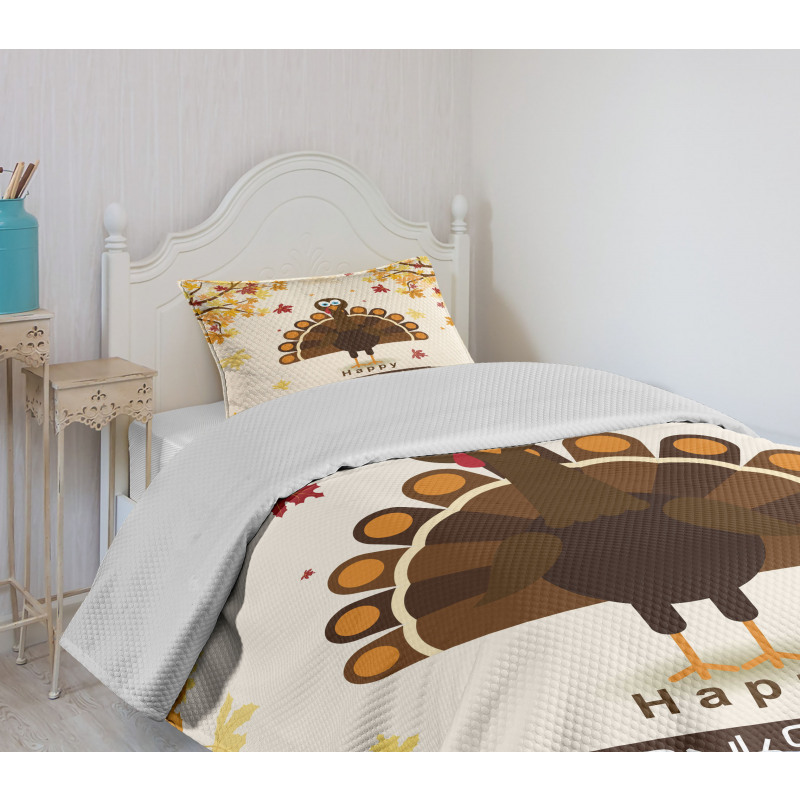 Fall Season Animal Leaf Bedspread Set