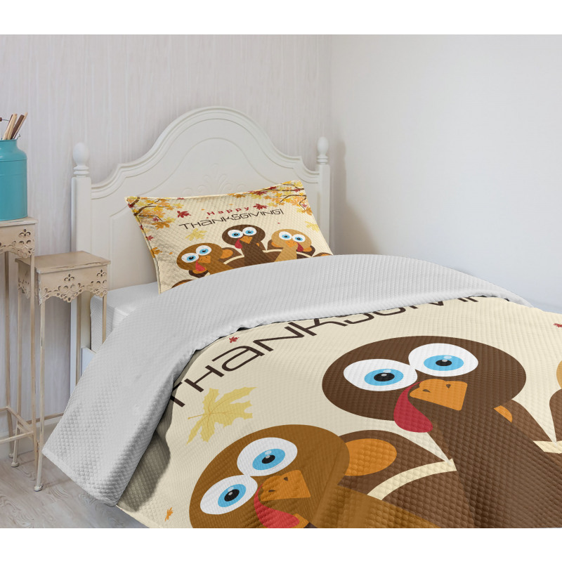 Autumn Leaves Animals Bedspread Set