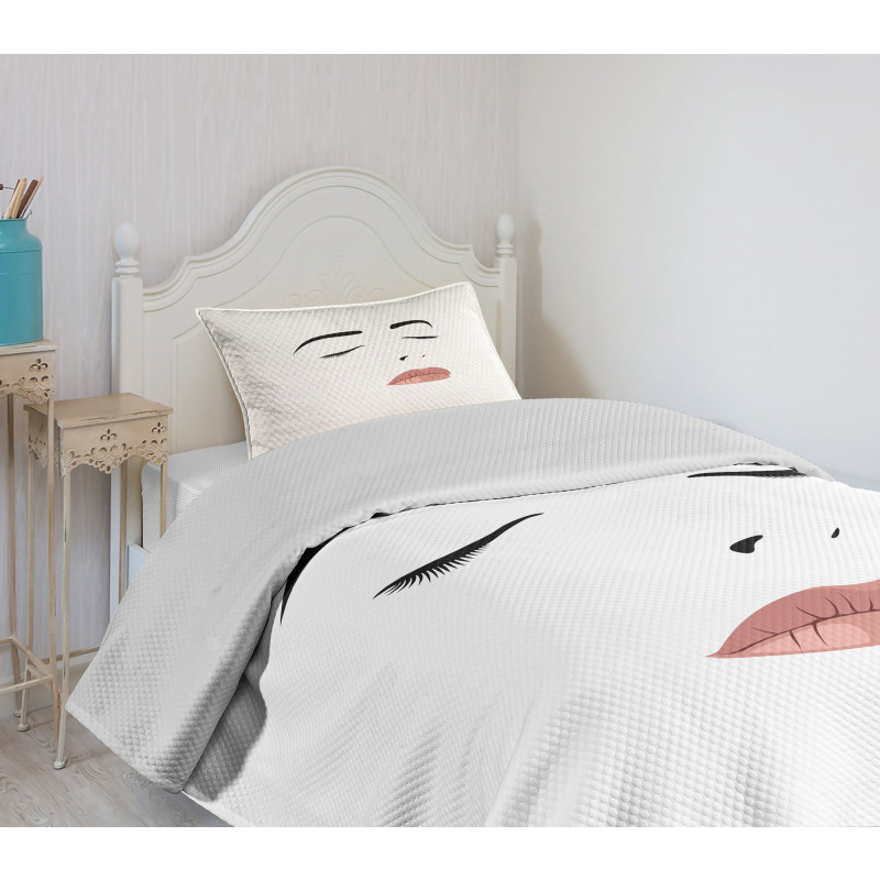 Sleeping Woman Face Bedspread Set