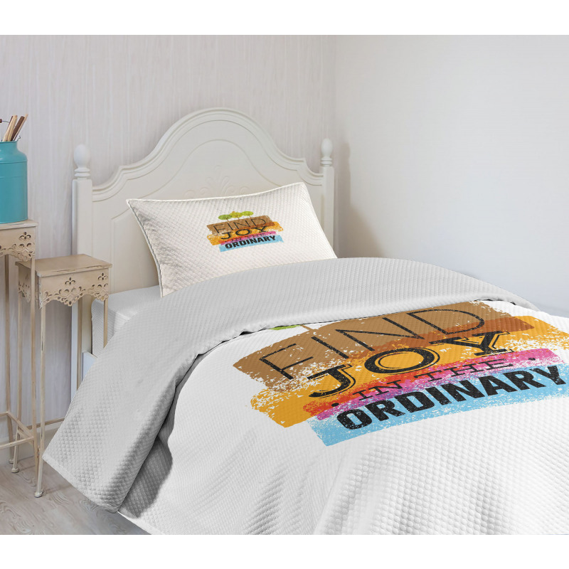 Inspirational Words Bird Bedspread Set