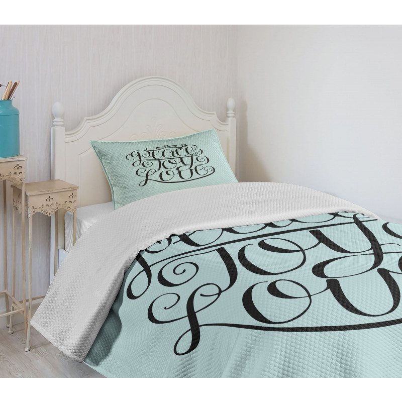 Peace Love Joy Lettering Bedspread Set