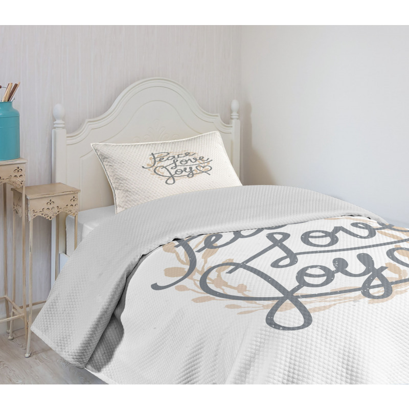 Lettering Love Joy Words Bedspread Set