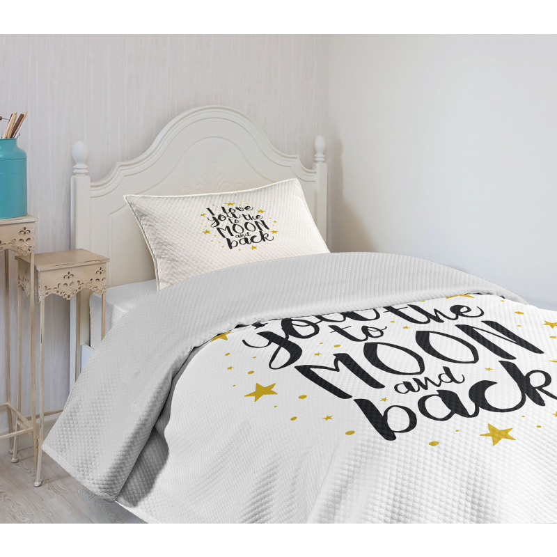 Doodle Stars and Words Bedspread Set