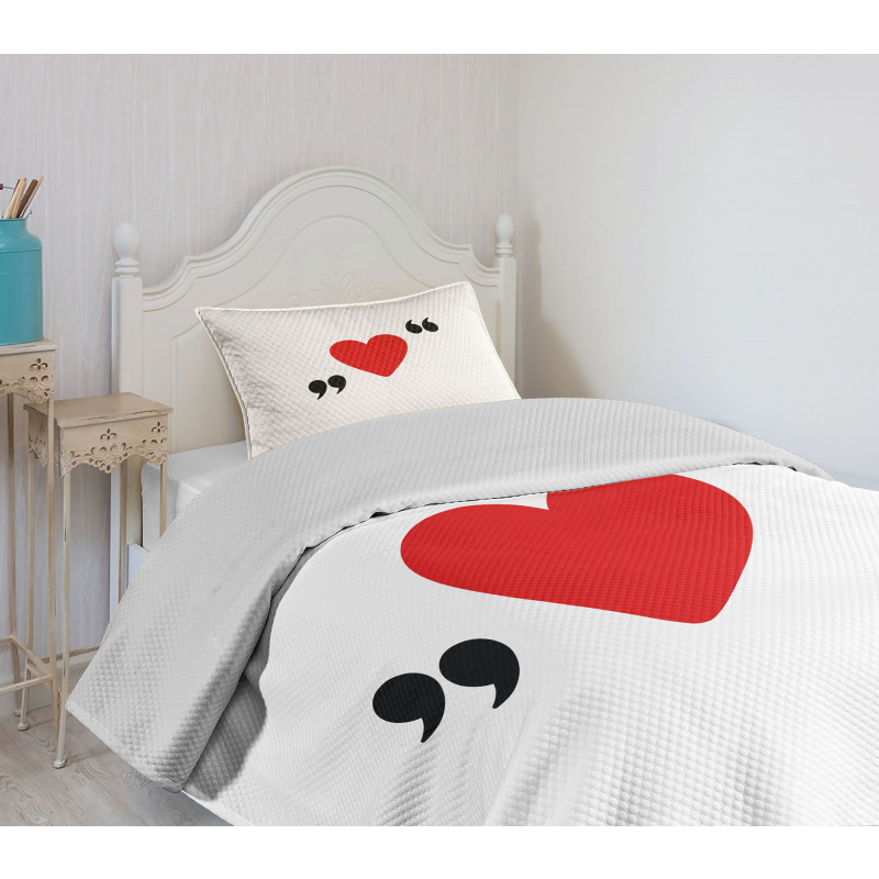 Red Simple Heart Bedspread Set