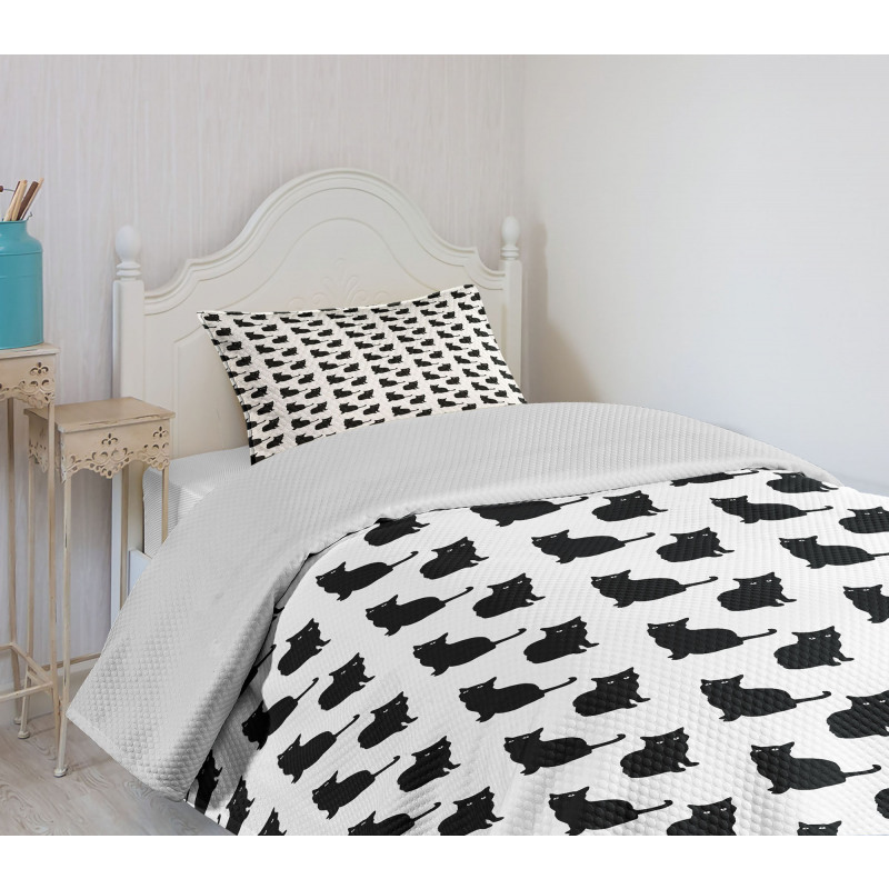 Playful Black Kittens Bedspread Set