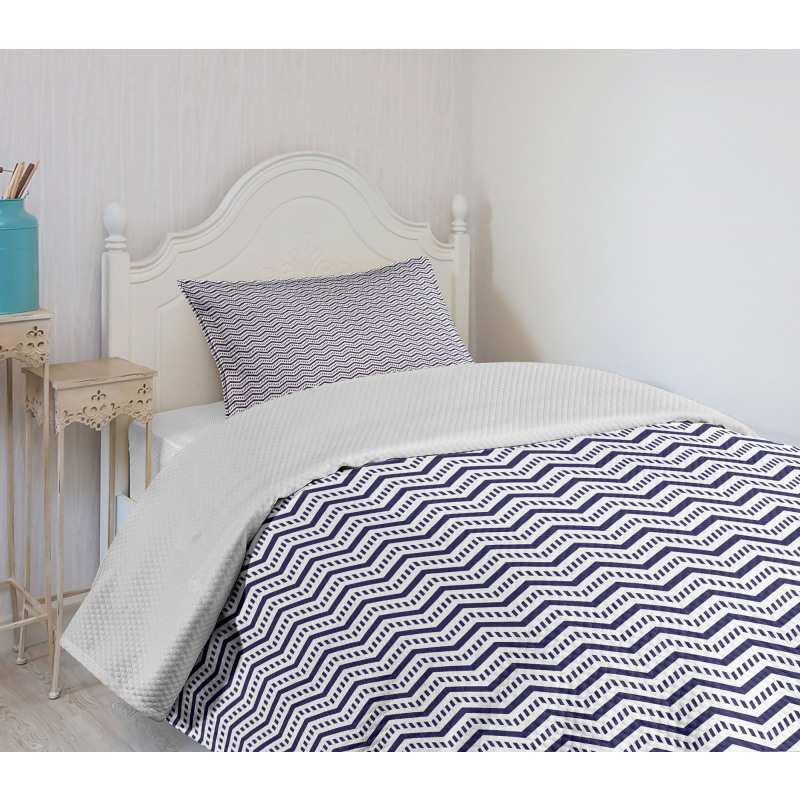 Chevron Dashed Lines Bedspread Set