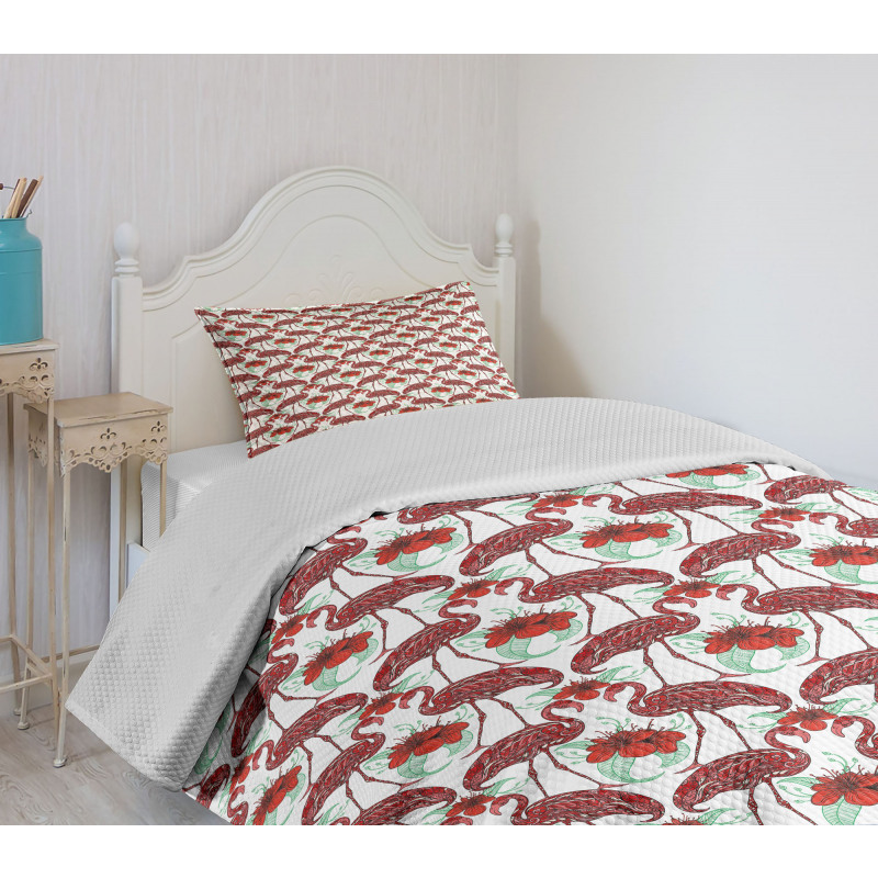 Floral Birds Bedspread Set