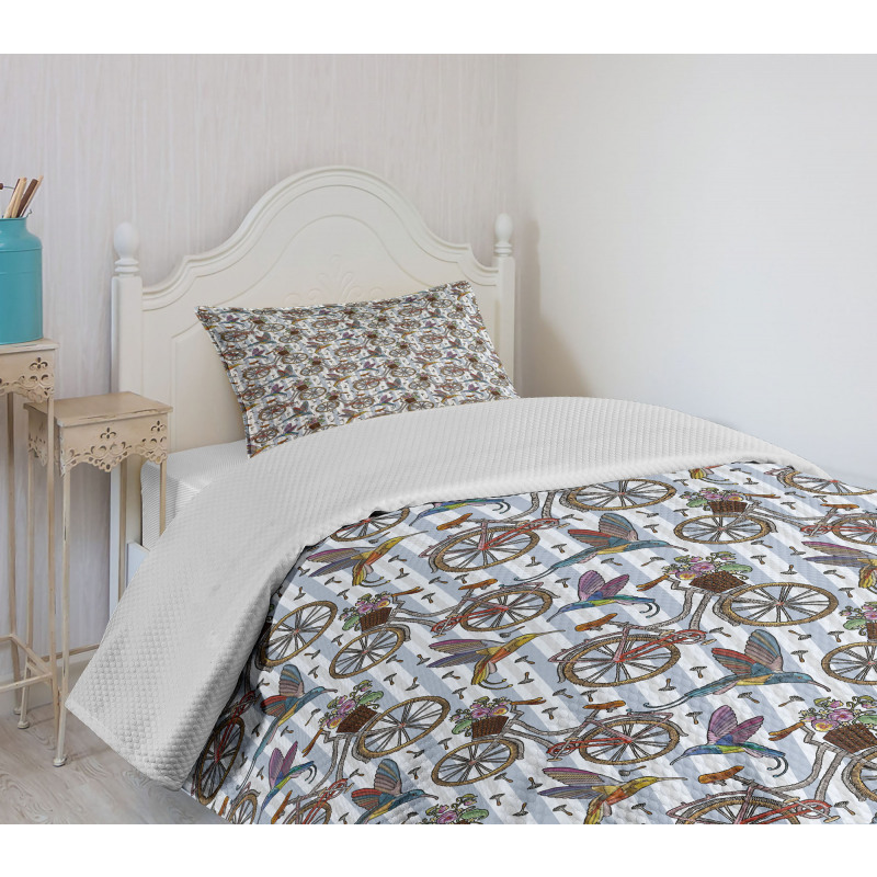 Nostalgic Flower Bird Bedspread Set