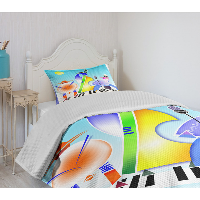 Geometric Shapes Band Bedspread Set