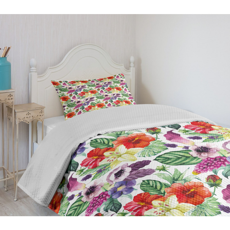 Calla Chinese Hibiscus Bedspread Set