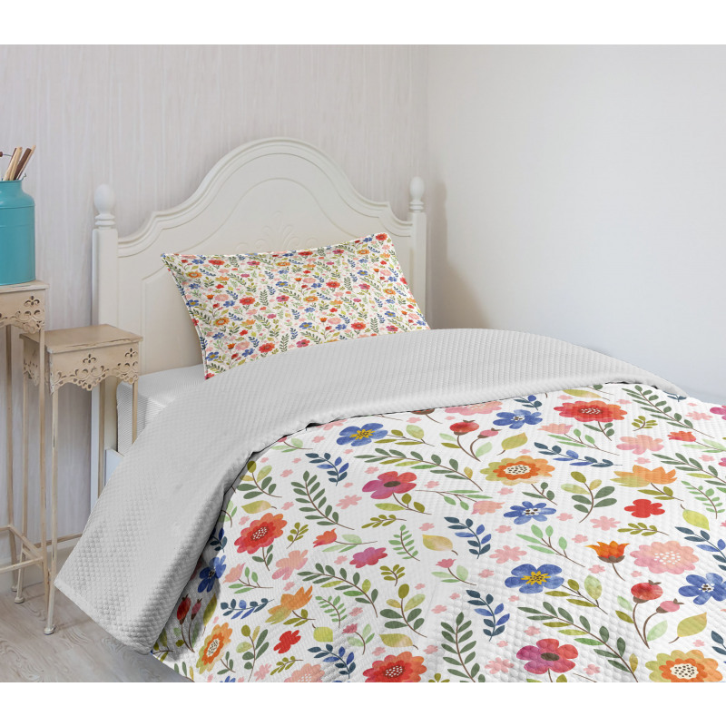 Floral Illustration Bedspread Set