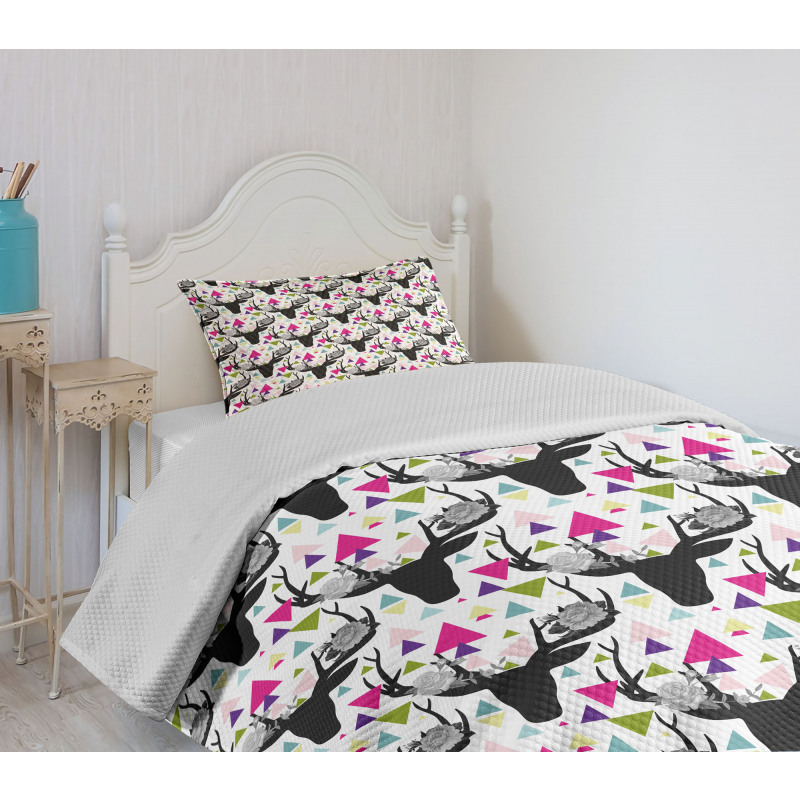 Animal Head with Antlers Bedspread Set