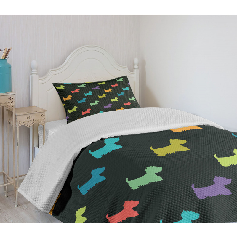 Terrier Silhouettes Bedspread Set