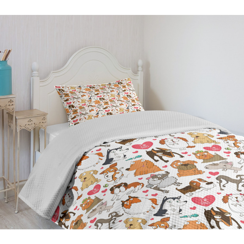 Bullterrier with Doberman Bedspread Set