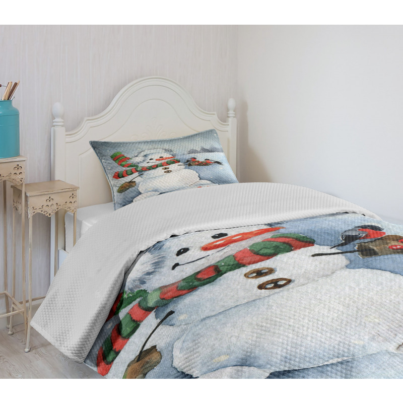 Watercolor Xmas Winter Bedspread Set