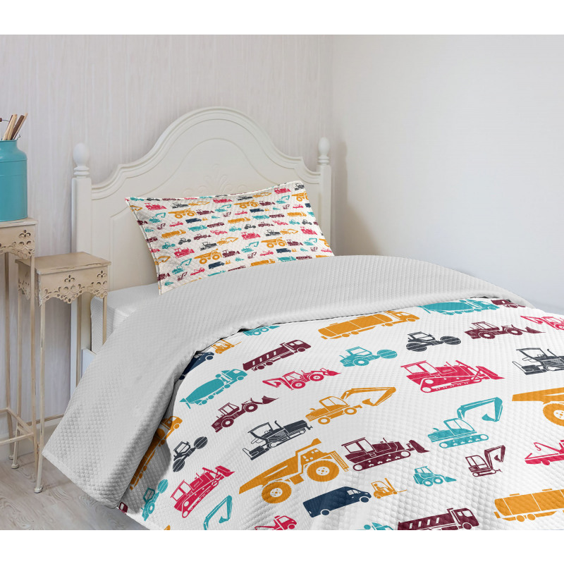 Colorful Trucks Bedspread Set