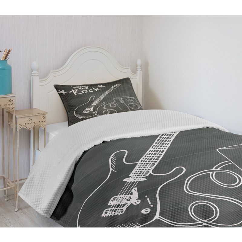 Love Rock Music Sketch Bedspread Set