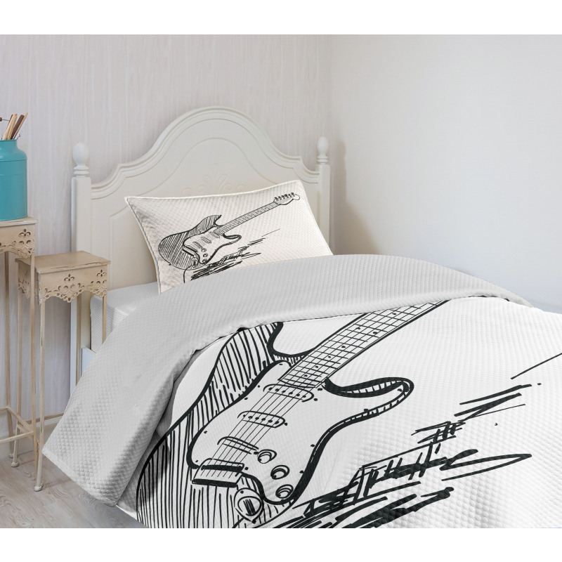 Rock Music Sketch Art Bedspread Set