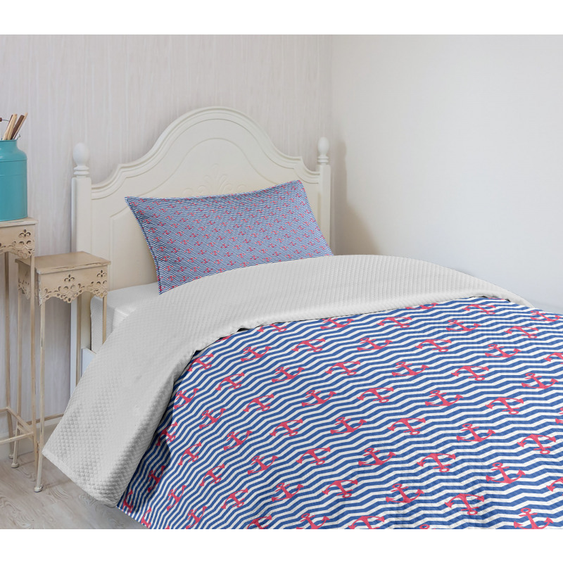 Geometric Coastal Design Bedspread Set