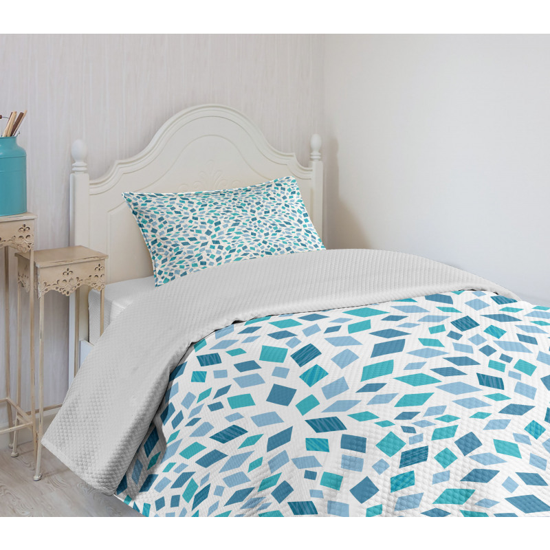 Abstract Mosaic Blue Tones Bedspread Set