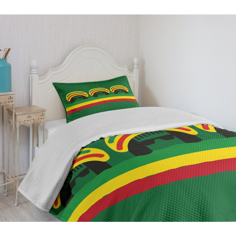 Reggae Themed Hat Bedspread Set