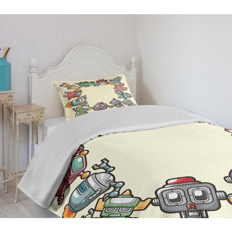 Friendly Robots Toys Bedspread Set