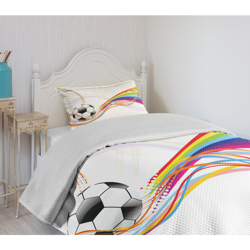 Rainbow Pattern Line Bedspread Set