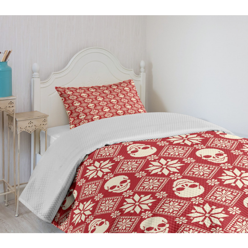 Needlework Skull Motif Bedspread Set