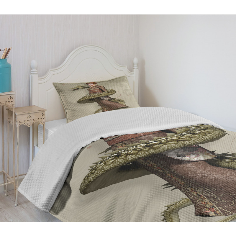 Geisha with Huge Dragon Bedspread Set