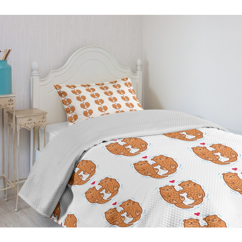 Animal Couple Love Theme Bedspread Set