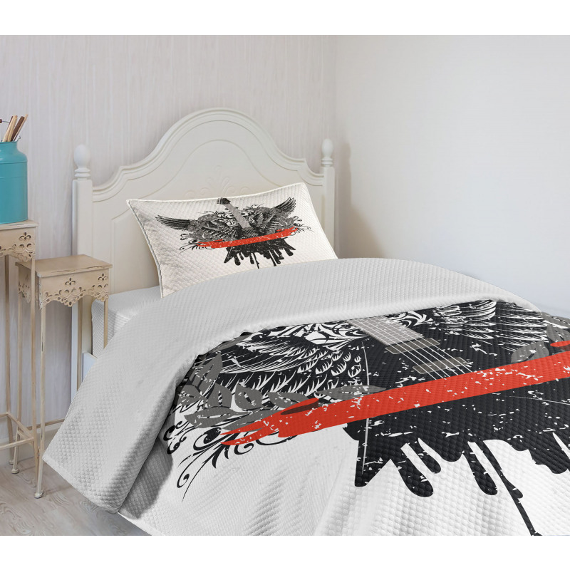 Gothic Guitar Wings Bedspread Set