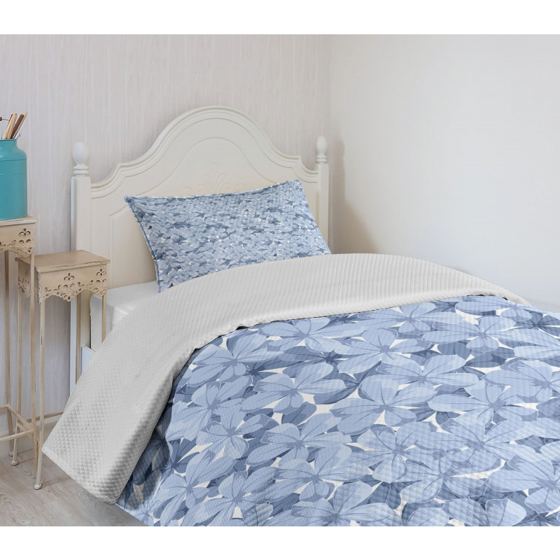 Retro Plumbago Blossoms Bedspread Set