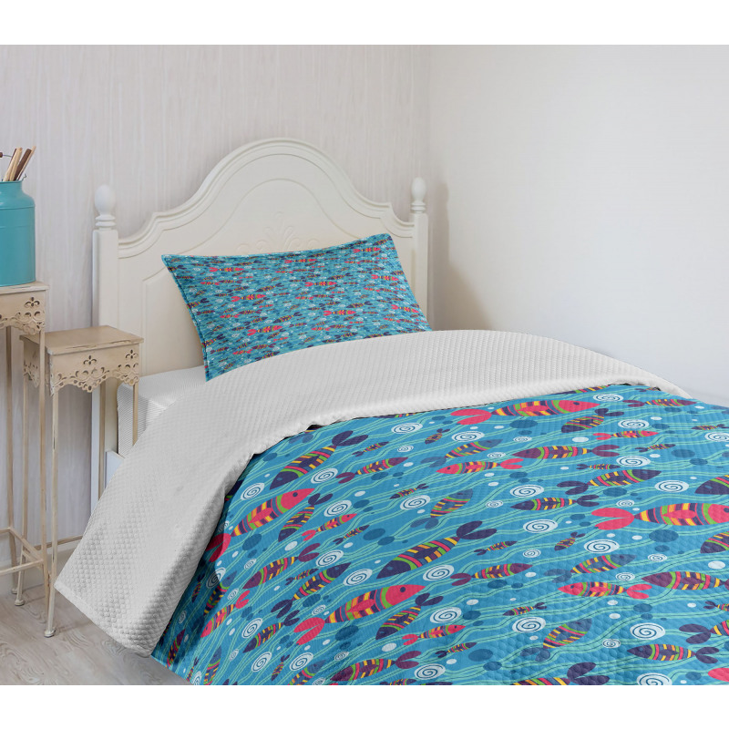 Colorful Wavy Ocean Bedspread Set