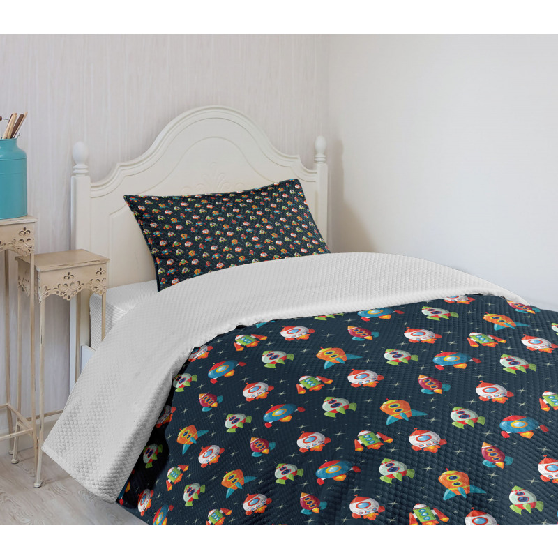 Cartoon Style Space Bedspread Set