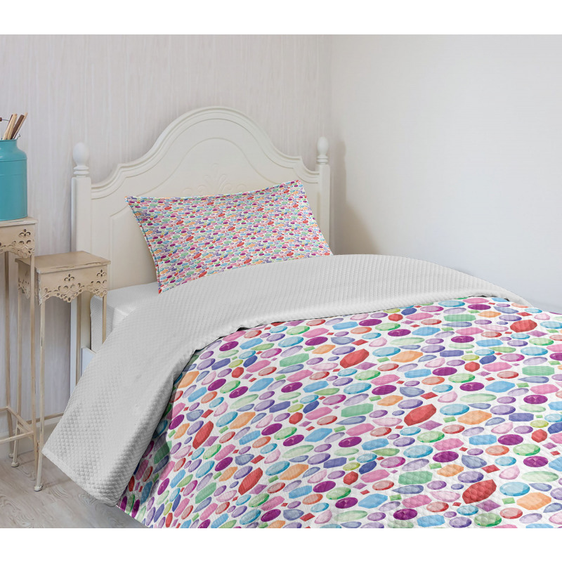 Colorful Stones Design Bedspread Set