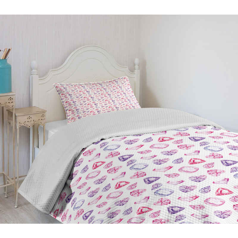 Watercolor Heart Rocks Bedspread Set