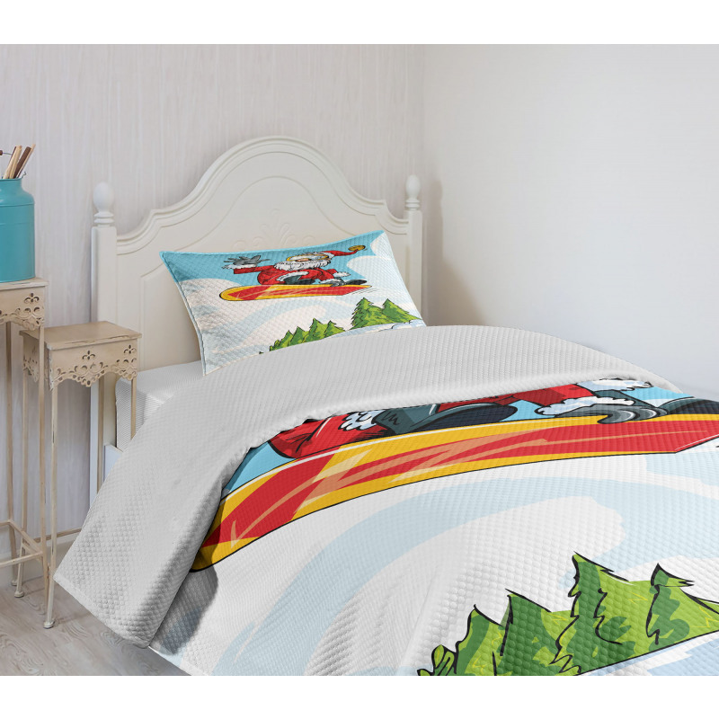 Jump on Snowboard Pines Bedspread Set