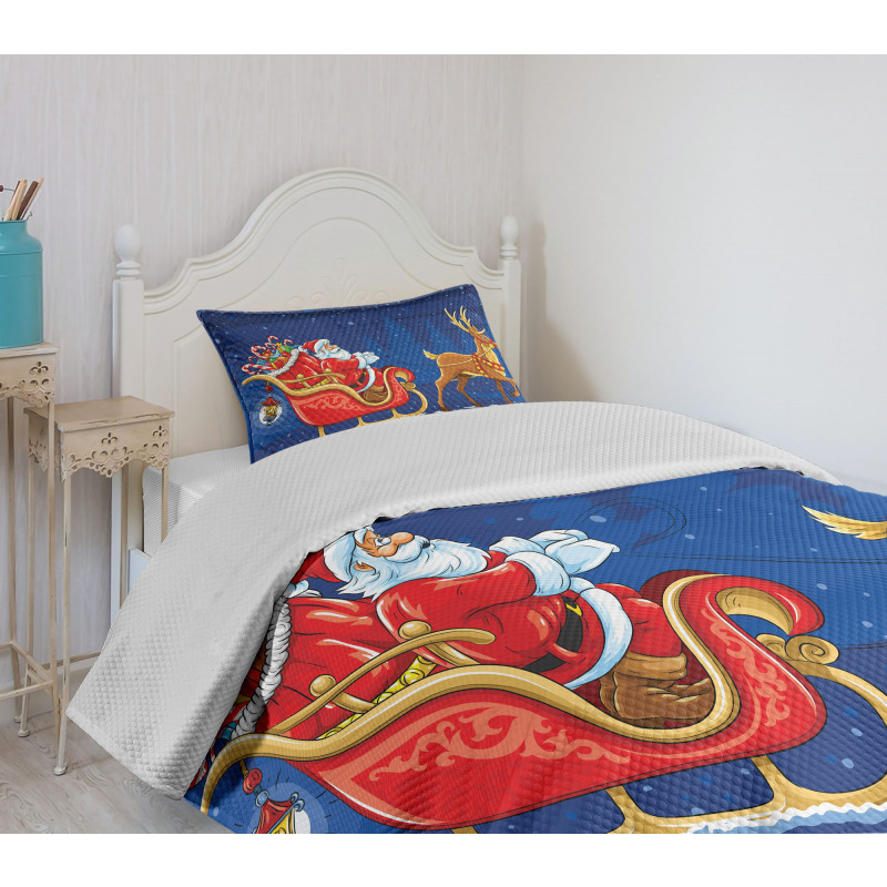 Moving on Sledge at Night Bedspread Set