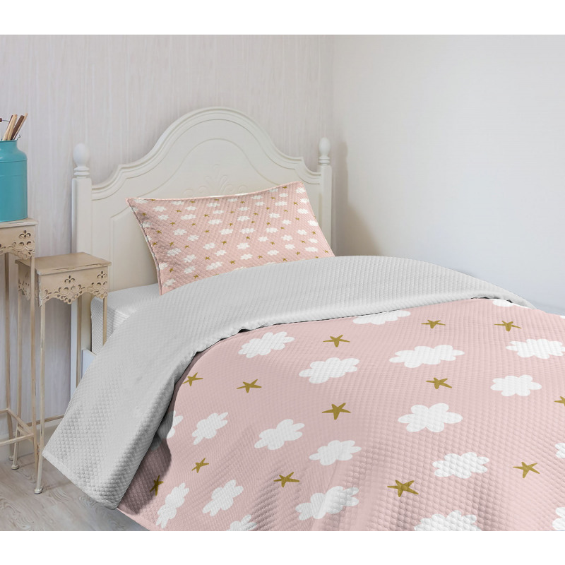 Stars and Clouds Pattern Bedspread Set